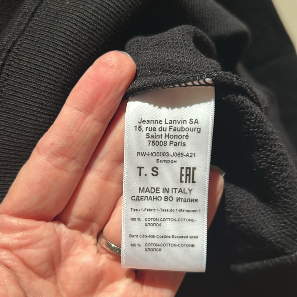 ๐ NWT LANVIN 100% cotton black mother & child pull over hoodie small - Picture 9 of 15